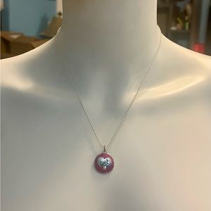 Coach Pink Enamel Heart Pendant .925 Sterling Silver Necklace